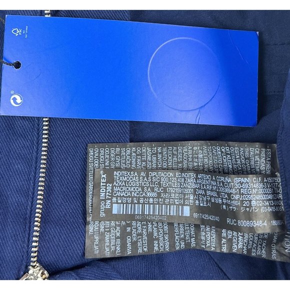 Zara Special Edition Capsule Mens 31 Dark Navy Blue Cotton Chino Pants Slacks - Picture 6 of 10